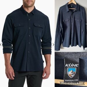 Kuhl Invigoratr 100% Merino Wool Men's Navy Casual Button Down Shirt XL